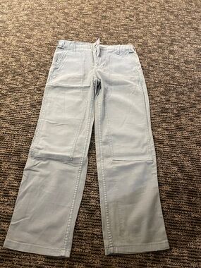 Light Blue Wide Leg Patch Pocket Pants